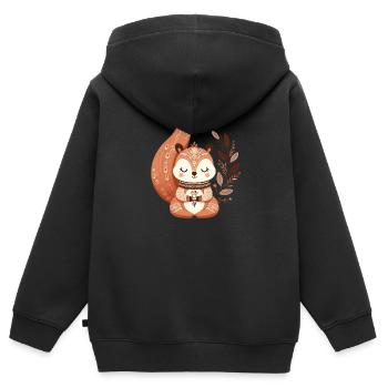 Ecureuil Zen - Sweat Premium à capuche zippé enfant bio - noir - Dos - AI Model Kid Male (0cm)