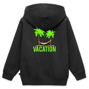 Vacation Text Hängematte Unter 2 Palmen Schlafen - Kinder Premium Organic Zip Hoodie - Schwarz - Hinten - AI Model Kid Male (0cm)