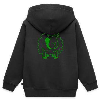 Schaf Frisst Gräser Gras Fressen Hungrig Lustig - Kinder Premium Organic Zip Hoodie - Schwarz - Hinten - AI Model Kid Male (0cm)