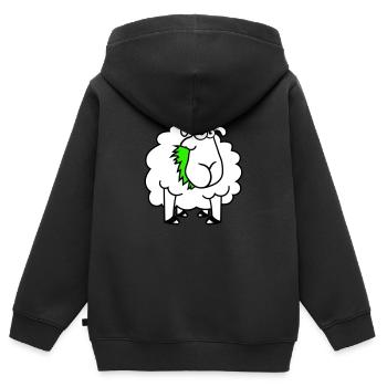 Schaf Frisst Gräser Gras Fressen Hungrig Lustig - Kinder Premium Organic Zip Hoodie - Schwarz - Hinten - AI Model Kid Male (0cm)