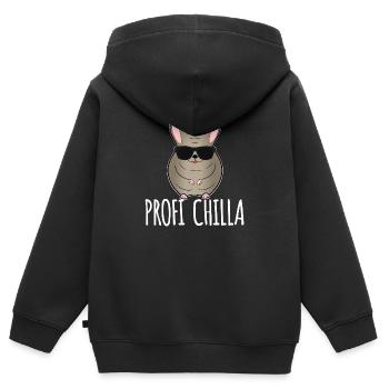 Profi Chinchilla - Kinder Premium Organic Zip Hoodie - Schwarz - Hinten - AI Model Kid Male (0cm)