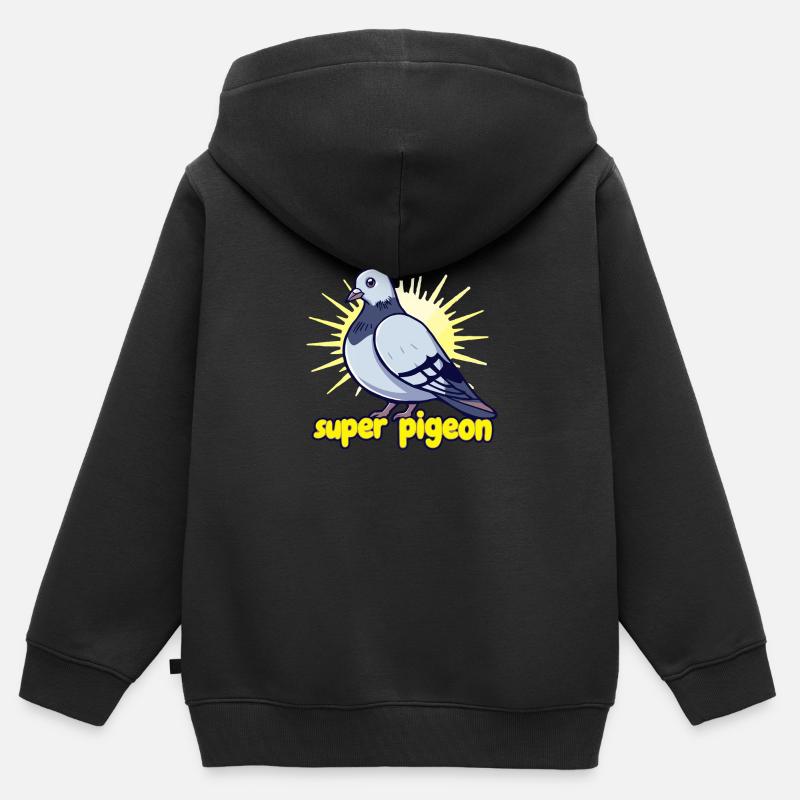 Super Pigeon - Sweat Premium à capuche zippé enfant bio - noir