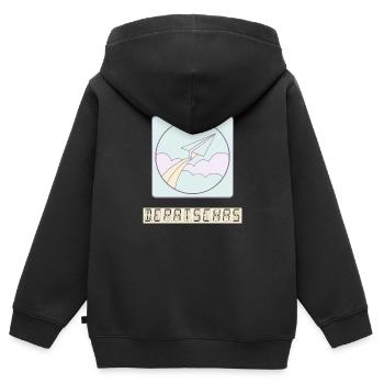 departure - Kinder Premium Organic Zip Hoodie - Schwarz - Hinten - AI Model Kid Male (0cm)