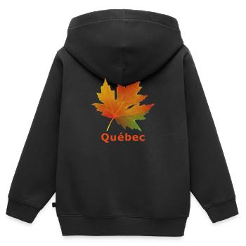 Québec feuille érable automne - Sweat Premium à capuche zippé enfant bio - noir - Dos - AI Model Kid Male (0cm)