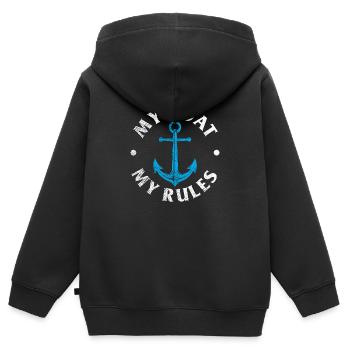 Mein Boot Meine Regeln Lustiger Kapitän Boot Segeln Saling - Kinder Premium Organic Zip Hoodie - Schwarz - Hinten - AI Model Kid Male (0cm)
