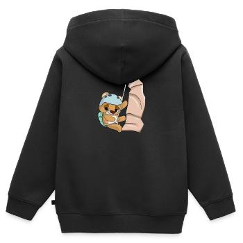 Klettern Abseilen Bär Comic - Kinder Premium Organic Zip Hoodie - Schwarz - Hinten - AI Model Kid Male (0cm)