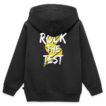 Rock the test - Kids Premium Organic Zip-up Hoodie - black - Back - AI Model Kid Male (0cm)