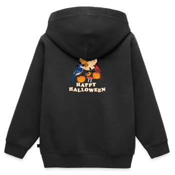 Oriole Cardinal Halloween Kürbis Mond Vogel - Kinder Premium Organic Zip Hoodie - Schwarz - Hinten - AI Model Kid Male (0cm)