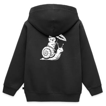 Drôle de loutre avec parasol assis sur l’escargot - Sweat Premium à capuche zippé enfant bio - noir - Dos - AI Model Kid Male (0cm)