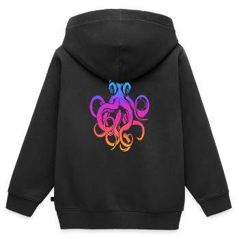 Poulpe - Tentacules - Calmar - Sweat Premium à capuche zippé enfant bio - noir - Dos - AI Model Kid Male (0cm)