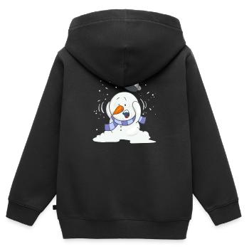 Snowsey, der kleine Schneemann, voll erschrocken. - Kinder Premium Organic Zip Hoodie - Schwarz - Hinten - AI Model Kid Male (0cm)