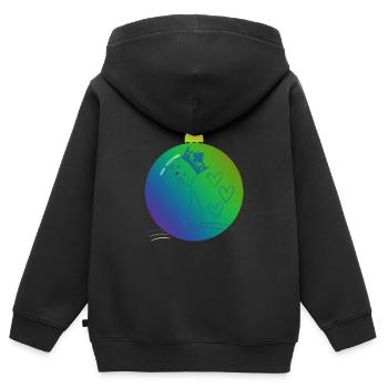 Weihnachtskatze, X-mas Cat - Kinder Premium Organic Zip Hoodie - Schwarz - Hinten - AI Model Kid Male (0cm)