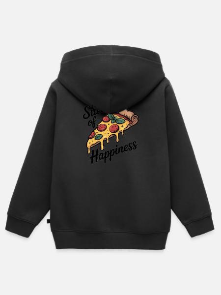 Slice of Happiness - Pizza - Kinder Premium Organic Zip Hoodie - Schwarz