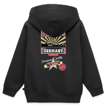 Berlin Allemagne City Skyline Vintage Rétro - Sweat Premium à capuche zippé enfant bio - noir - Dos - AI Model Kid Male (0cm)