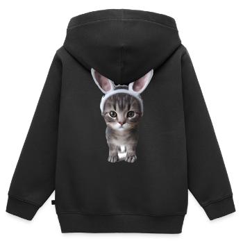 Cat with rabbit ears - Kids Premium Organic Zip-up Hoodie - black - Back - AI Model Kid Male (0cm)