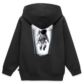 Astronaut im Wasserglas - Kinder Premium Organic Zip Hoodie - Schwarz - Hinten - AI Model Kid Male (0cm)