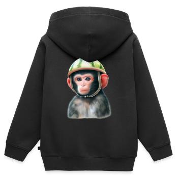 Monkey with watermelon - Kids Premium Organic Zip-up Hoodie - black - Back - AI Model Kid Male (0cm)