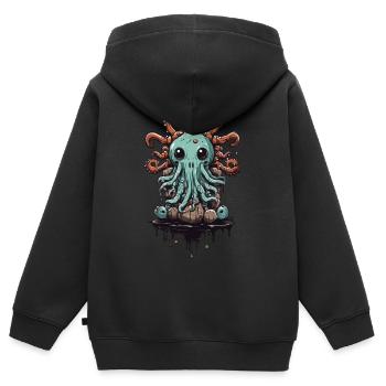 Conception mignonne de monstre visqueux Halloween - Sweat Premium à capuche zippé enfant bio - noir - Dos - AI Model Kid Male (0cm)