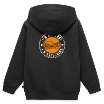 Ich bin nicht verloren,Ich erkunde-Camping-Wandern - Kinder Premium Organic Zip Hoodie - Schwarz - Hinten - AI Model Kid Male (0cm)