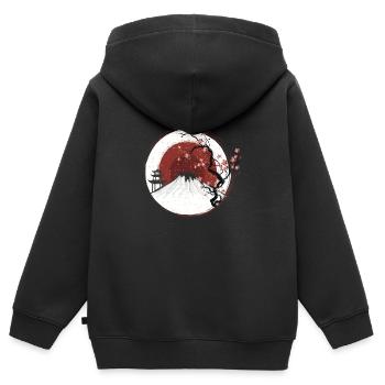 Fujiyama im Sonnenuntergang White Edition - Kinder Premium Organic Zip Hoodie - Schwarz - Hinten - AI Model Kid Male (0cm)
