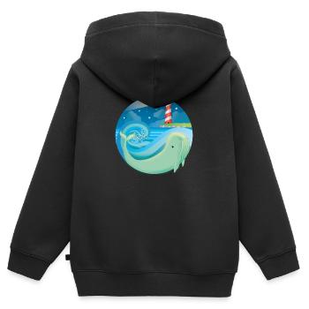 whale - Kids Premium Organic Zip-up Hoodie - black - Back - AI Model Kid Male (0cm)