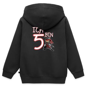 Ich bin 5 Ninja Geburtstag 5.Geburtstag - Kinder Premium Organic Zip Hoodie - Schwarz - Hinten - AI Model Kid Male (0cm)