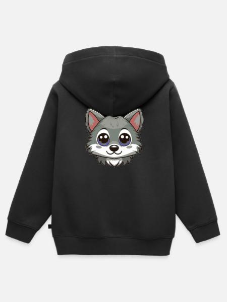 Wolfsbaby - Kinder Premium Organic Zip Hoodie - Schwarz