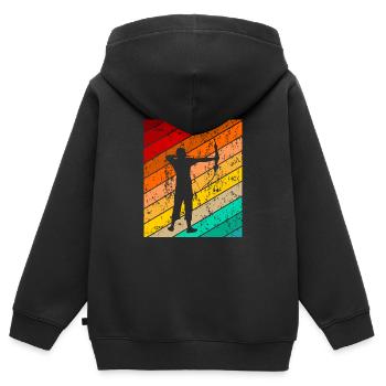 Bogenschießen Bogenschütze Pfeil und Bogen - Kinder Premium Organic Zip Hoodie - Schwarz - Hinten - AI Model Kid Male (0cm)