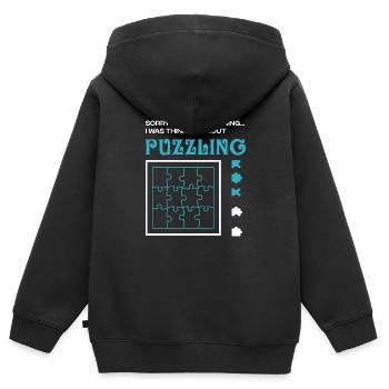 Jigsaw Puzzler Hobby Puzzling Funny Saying - Kids Premium Organic Zip-up Hoodie - black - Back - AI Model Kid Male (0cm)
