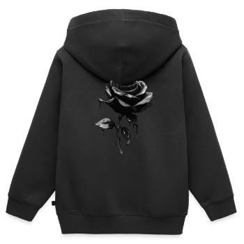 Rose noire gothique gothique - Sweat Premium à capuche zippé enfant bio - noir - Dos - AI Model Kid Male (0cm)