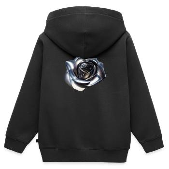 Rose, silber, Metall,,metallisch - Kinder Premium Organic Zip Hoodie - Schwarz - Hinten - AI Model Kid Male (0cm)