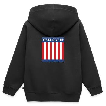 Never give up - Kinder Premium Organic Zip Hoodie - Schwarz - Hinten - AI Model Kid Male (0cm)