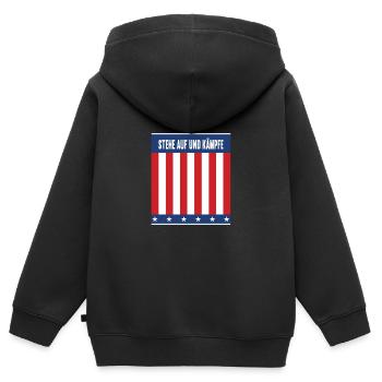 Stehe auf und kämpfe - Kinder Premium Organic Zip Hoodie - Schwarz - Hinten - AI Model Kid Male (0cm)