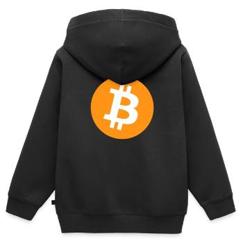 Le Bitcoin - Sweat Premium à capuche zippé enfant bio - noir - Dos - AI Model Kid Male (0cm)