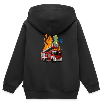 Dino Feuerwehrauto Feuer - Kinder Premium Organic Zip Hoodie - Schwarz - Hinten - AI Model Kid Male (0cm)