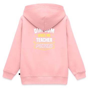 Dim Sum me donne des pouvoirs de professeur drôle - Sweat Premium à capuche zippé enfant bio - rose - Dos - AI Model Kid Female (0cm)