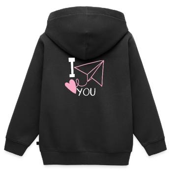 Ich liebe dich - Kinder Premium Organic Zip Hoodie - Schwarz - Hinten - AI Model Kid Male (0cm)