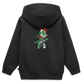 Dinosaur rides bicycle - Kids Premium Organic Zip-up Hoodie - black - Back - AI Model Kid Male (0cm)