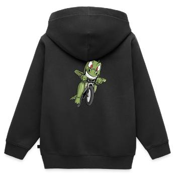 Dinosaur rides bicycle - Kids Premium Organic Zip-up Hoodie - black - Back - AI Model Kid Male (0cm)