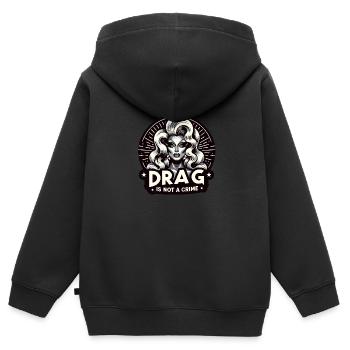 Inspiré exclusif de la culture drag et de la drag queen - Sweat Premium à capuche zippé enfant bio - noir - Dos - AI Model Kid Male (0cm)