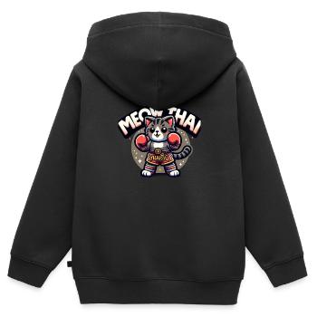 Mixed Martial Arts Meow Thai Muay Thai Cat - Kinder Premium Organic Zip Hoodie - Schwarz - Hinten - AI Model Kid Male (0cm)