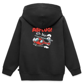 ABFLUG ich bin 2 Jahre - Kinder Premium Organic Zip Hoodie - Schwarz - Hinten - AI Model Kid Male (0cm)