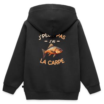 Ich kann keinen Karpfen haben - Kinder Premium Organic Zip Hoodie - Schwarz - Hinten - AI Model Kid Male (0cm)