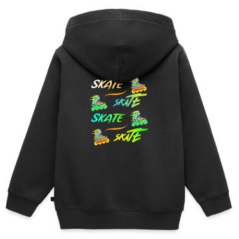 Patiner, patiner, patiner en ligne. - Sweat Premium à capuche zippé enfant bio - noir - Dos - AI Model Kid Male (0cm)