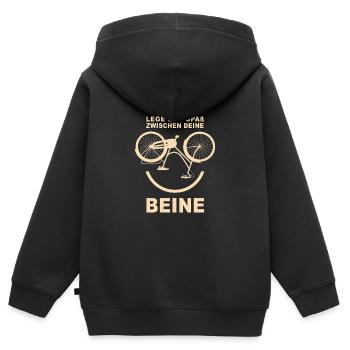 Spaß zwischen den Beinen Radfahrer - Kinder Premium Organic Zip Hoodie - Schwarz - Hinten - AI Model Kid Male (0cm)