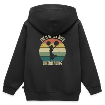 La vie est meilleure avec le cheerleading - Sweat Premium à capuche zippé enfant bio - noir - Dos - AI Model Kid Male (0cm)