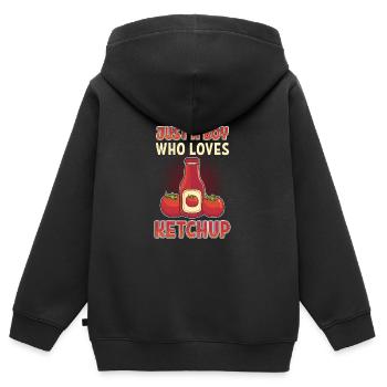 Nur ein Junge, der Ketchup liebt - Kinder Premium Organic Zip Hoodie - Schwarz - Hinten - AI Model Kid Male (0cm)