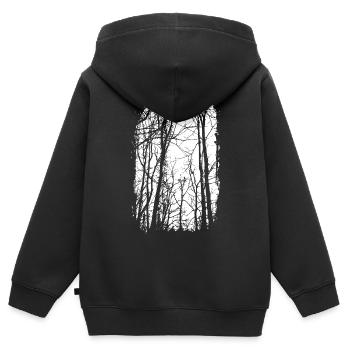 Forêt - noir/blanc - Nature - Art durable - Sweat Premium à capuche zippé enfant bio - noir - Dos - AI Model Kid Male (0cm)