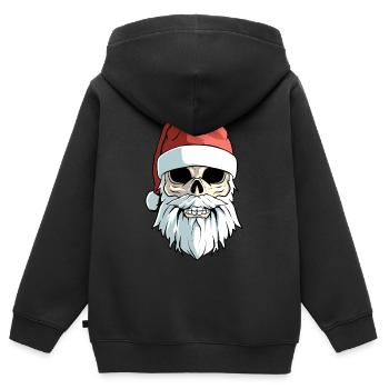 Noël drôle mauvais Père Noël crâne lourd Noël Noël - Sweat Premium à capuche zippé enfant bio - noir - Dos - AI Model Kid Male (0cm)