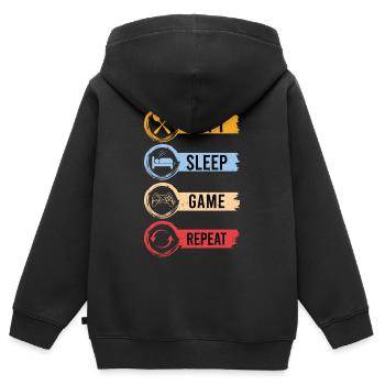 Manger du sommeil Jeu Répéter le jeu Cadeau du joueur - Sweat Premium à capuche zippé enfant bio - noir - Dos - AI Model Kid Male (0cm)